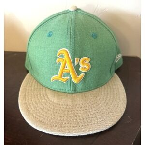 Oakland Athletics A's New Era 59FIFTY MLB Fitted Cap Hat Size 7 3/8 Green